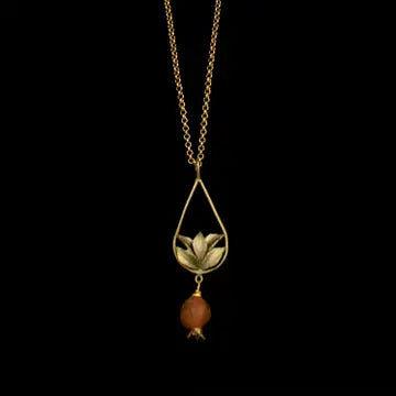 Pomegranate Tear Drop Pendant 20" Chain