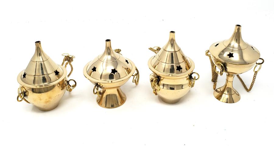 Small Brass Hanging Incense Burner Assorted 3.75