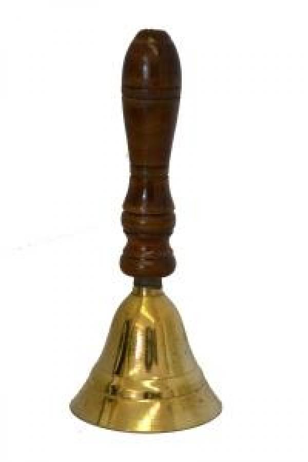Brass Altar Bell Wood Handle 5.5"