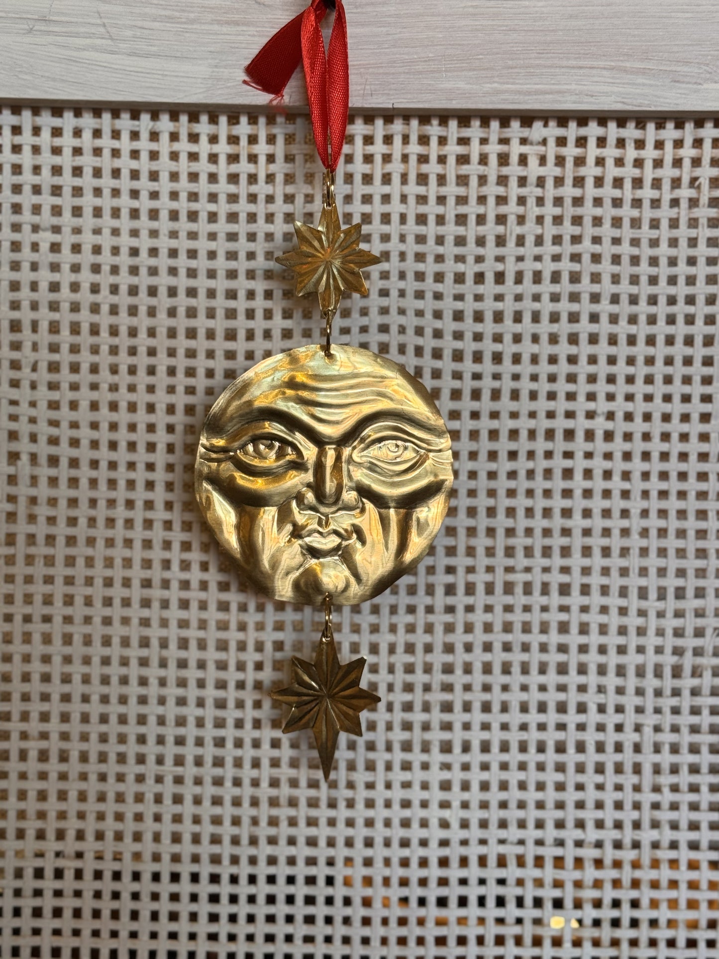 Moon Face Handmade Brass Ornament