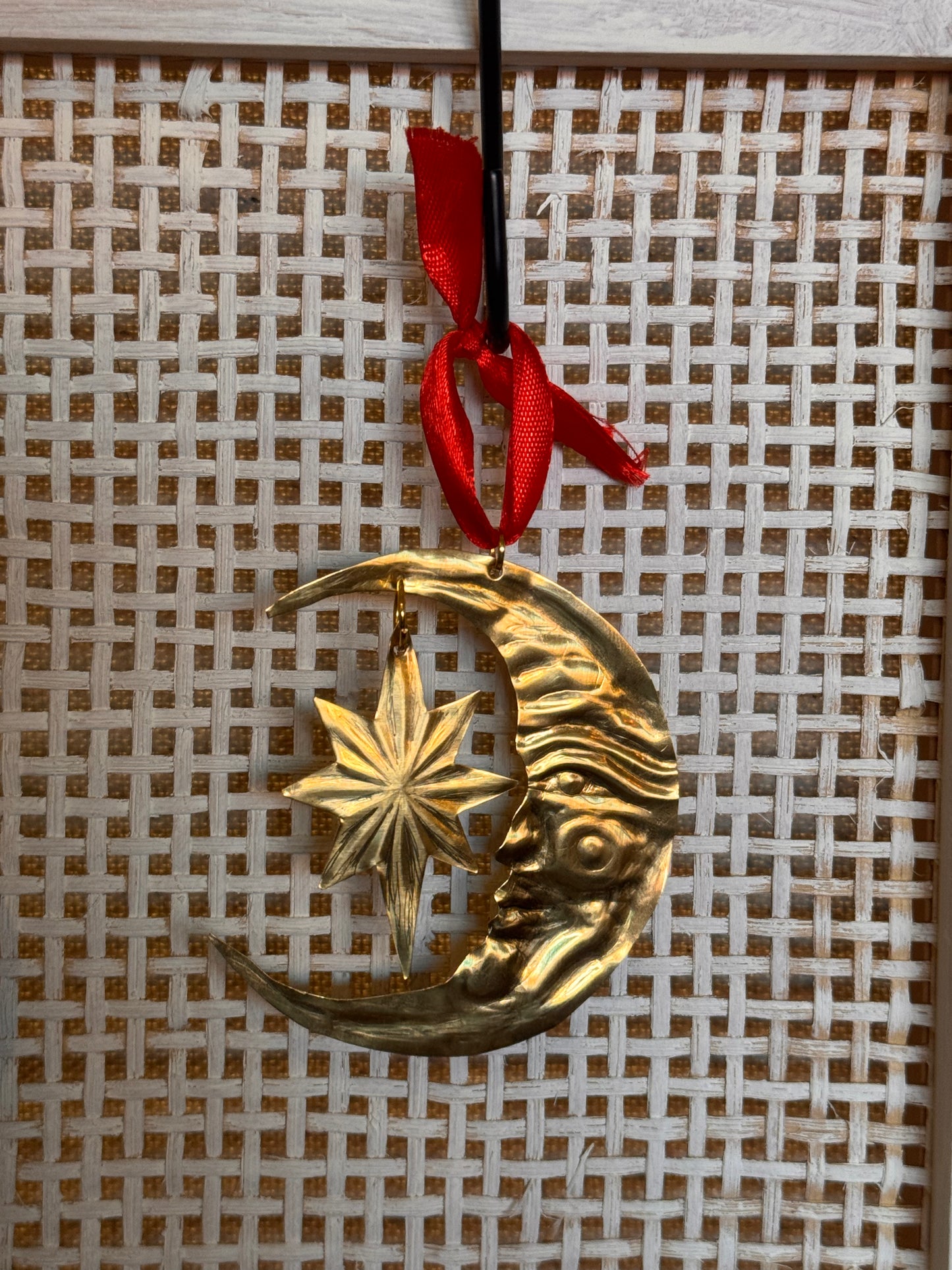 Crescent Moon Handmade Brass Ornament