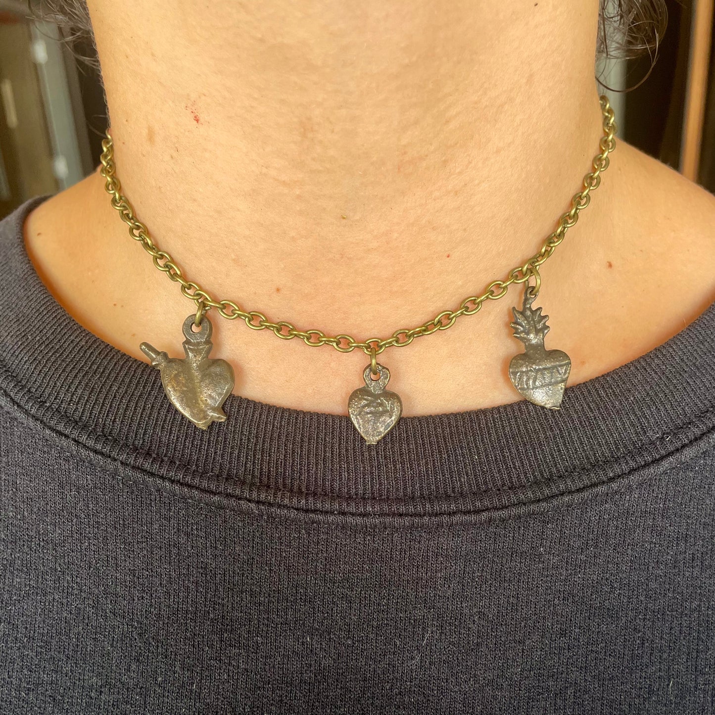 Heart Milagros Bronze Choker