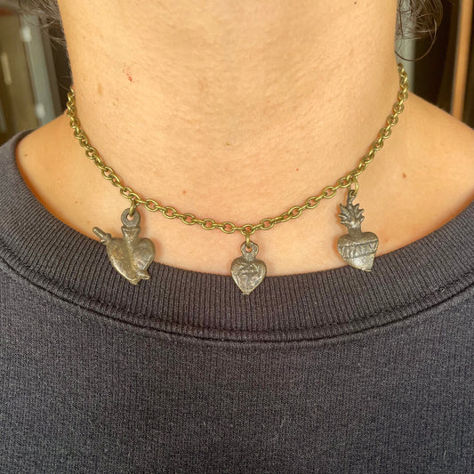 Heart Milagros Bronze Choker