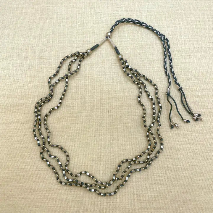 Blue Knot & Metal Bead Necklace