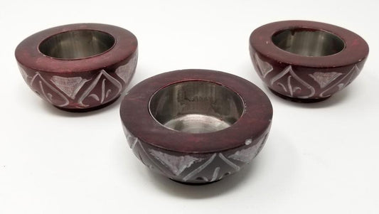 Red Stone Tea Light Burner