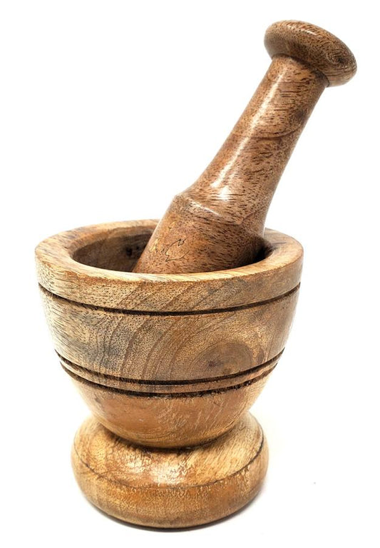 MD Wooden Mortar & Pestle 3.75x3.5"